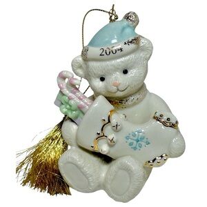 Lenox 2004 Teddy and Stocking Christmas Ornament